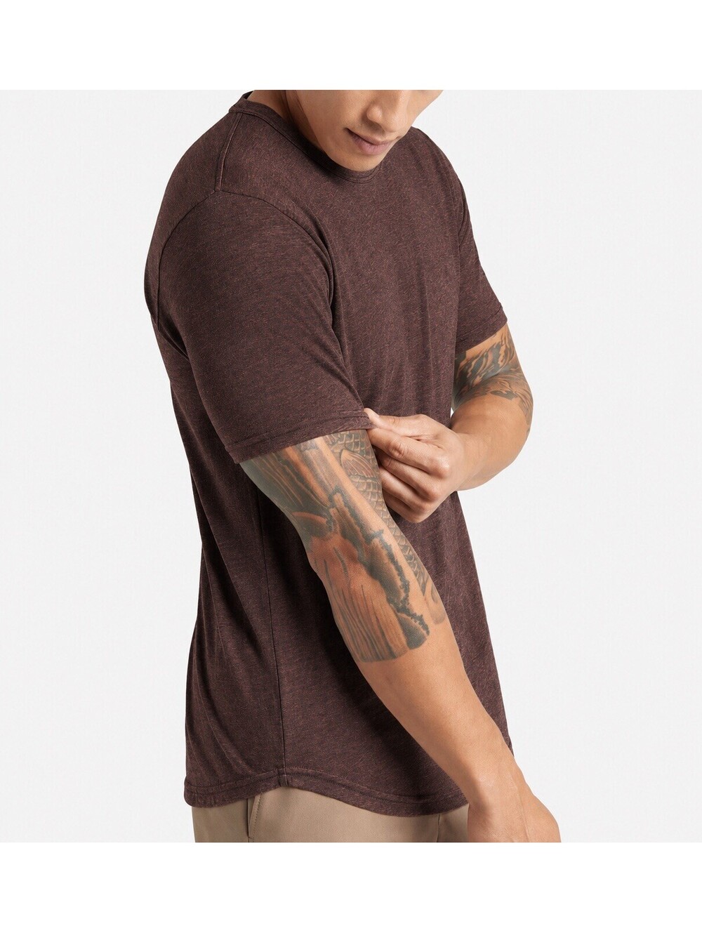 Goodlife Tri-Blend Scallop Crew T-Shirt Heather Brown Men’s Medium USA